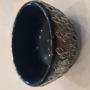 Unique Black/Gold Texturized Pottery Bowl